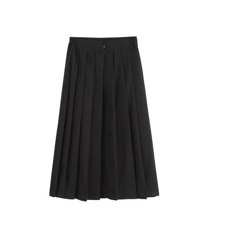 Comfortable Girls School Uniforms Pleated Skirts Black Color